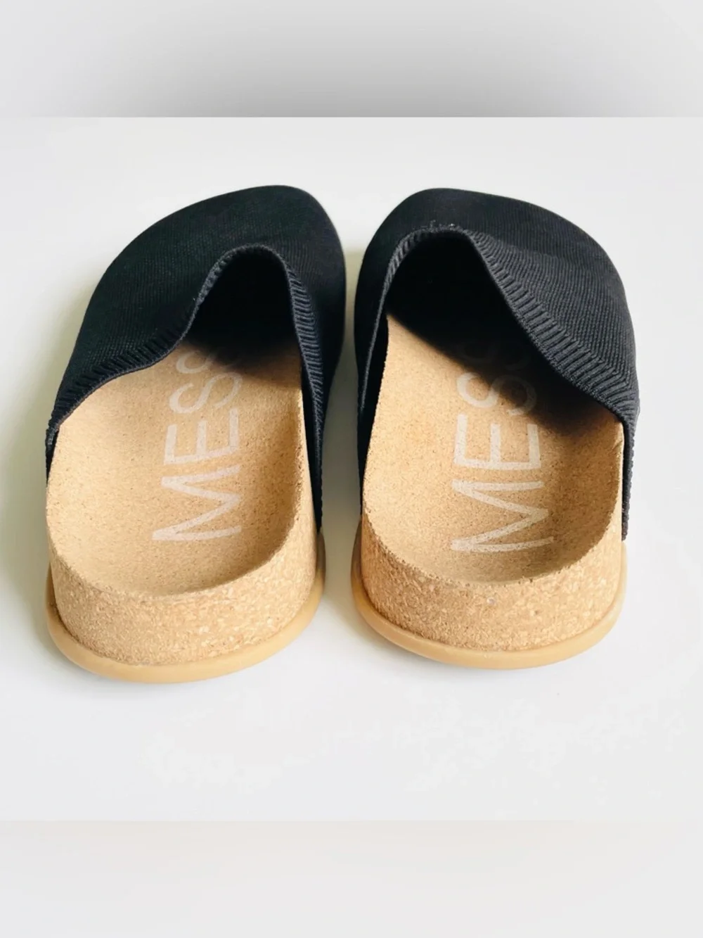 Message Men’s EU 44 (US 11-11.5) Henning Mule black closed toe knit cork slip on